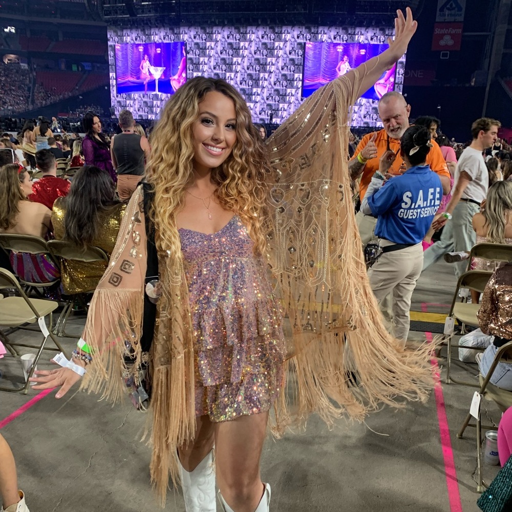 Taylor swift eras tour sequin pink dress